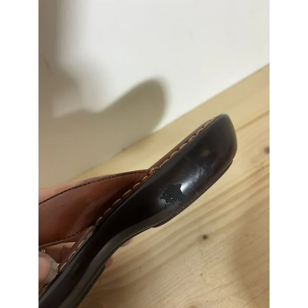 Madison Comfort Brown‎ Leather Wedge Sandals Womans Size 8.5 U7